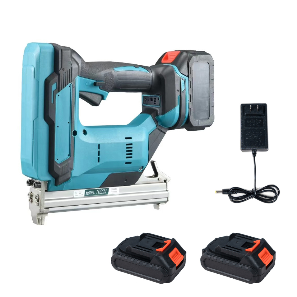 Cordless 2Gear Brushless Electric Nail Gun 1022J U Stapler Nailer With 1 Set Nails woodworking Power Tool For 18V Battery